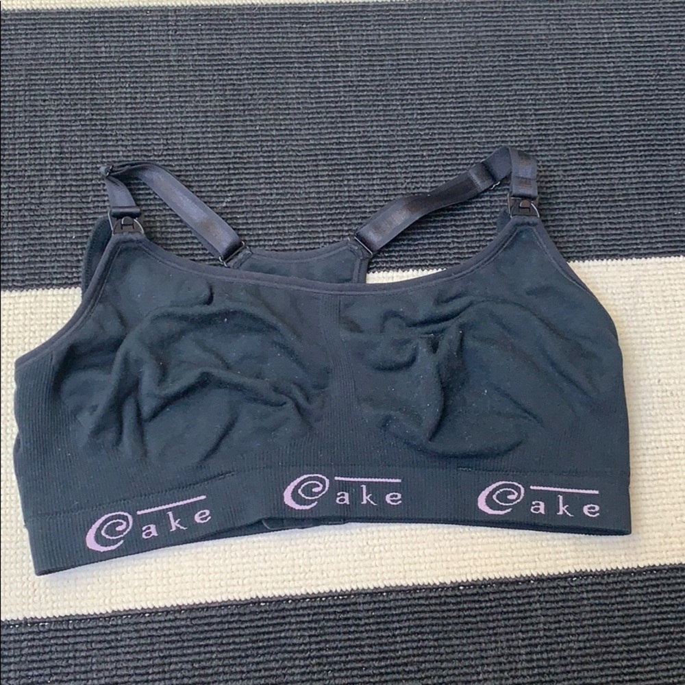 Cake Black Nursing Comfort Bra with Pink Logo